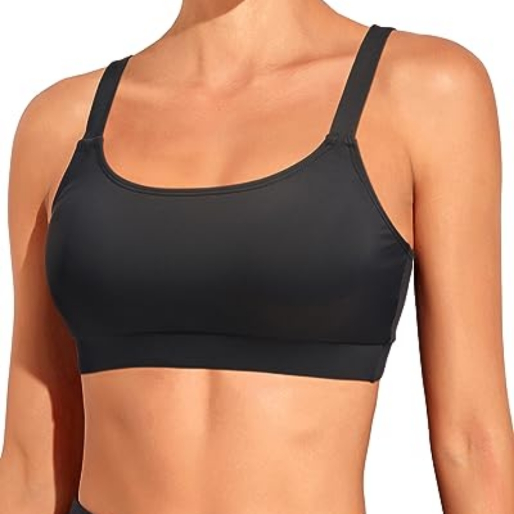 Tempt Me Women Sports Bra Bikini Tops Scoop Neck Bathing Suits Top Padded
